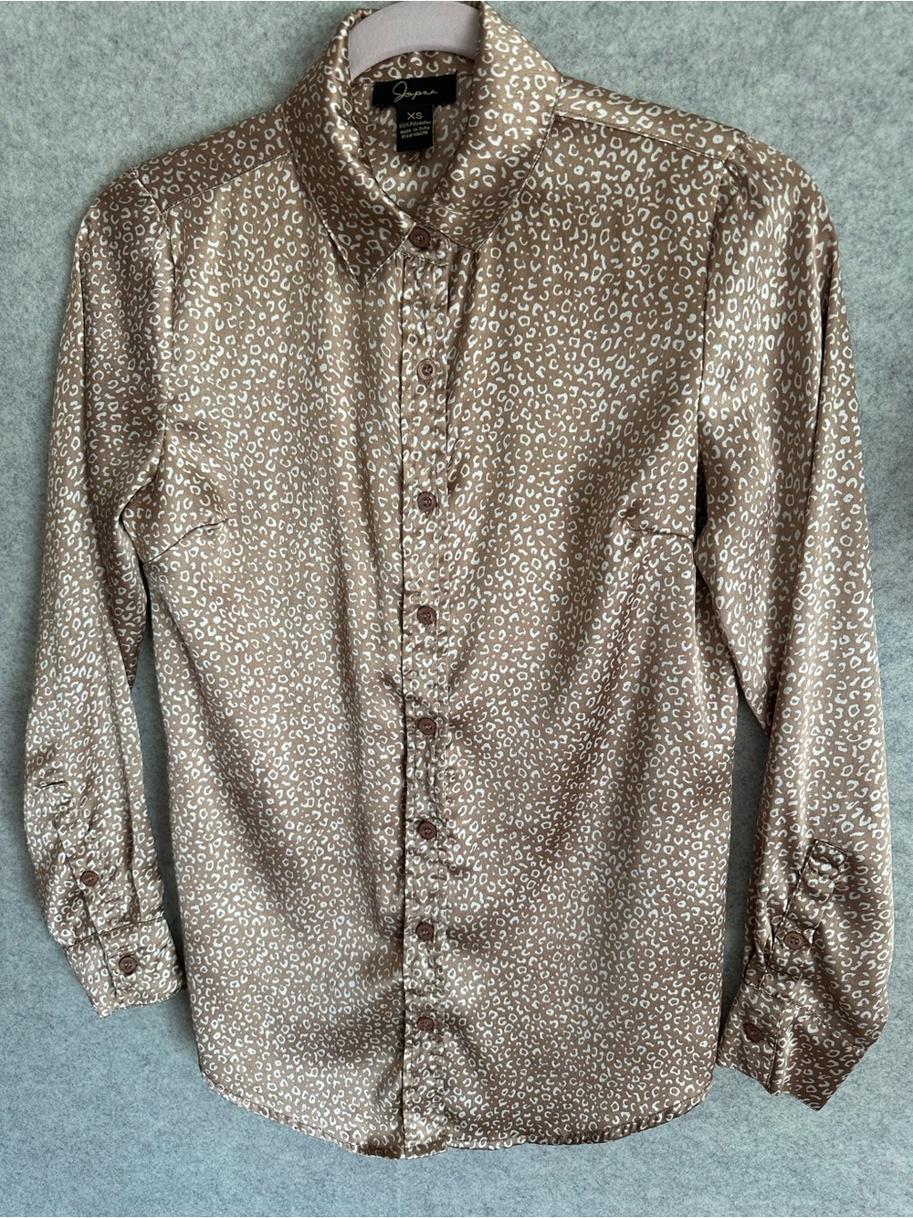 Women’s Japna Tan Leopard Print Button-Down Shirt